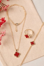 Heliophilia Silver Conjunto de Collar, Pulsera y Anillo Dorado CSET9837